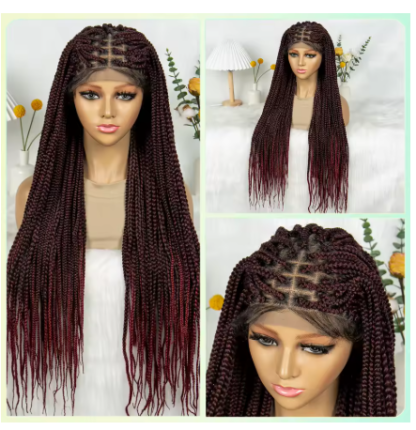 36" Synthetic Box Braided Wigs Lace Front Knotless Box Braids Hair Wig 34 Inches - Image 8