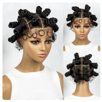 Knotless Braids Wig Synthetic Box Braided Hair Twist Braided Buns Wig Full Lace African Braiding Hair For Black Women - Image 2
