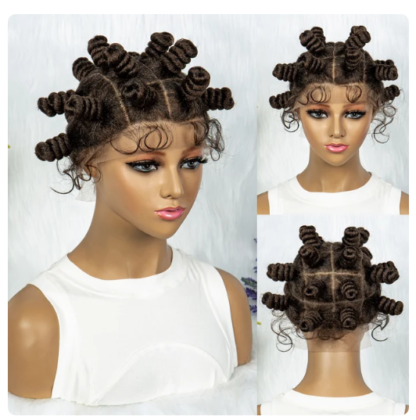 Knotless Braids Wig Synthetic Box Braided Hair Twist Braided Buns Wig Full Lace African Braiding Hair For Black Women - Image 3