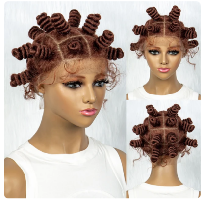 Knotless Braids Wig Synthetic Box Braided Hair Twist Braided Buns Wig Full Lace African Braiding Hair For Black Women - Image 6