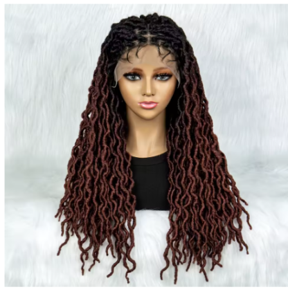 28" Box Curly Knotless Silky Dreads Full HD Lace Front Wigs With Baby Hair {8 COLORS} - Image 9