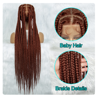 Ginger Cornrow Braided Full Lace 36 inches Knotless Jumbo Box Braids Wig {350 Color} - Image 3