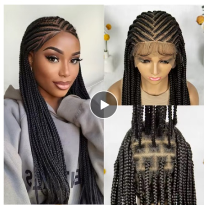 36" HD Full Lace Diagonal Cornrows Braided Wig with Baby Hair