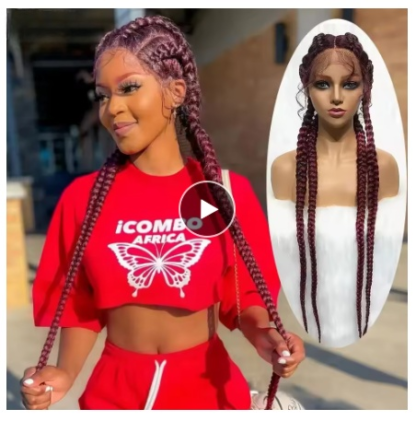 37" Lace Front ~ 4 Jumbo Cornrow Box Braided Wigs {7 Colors}