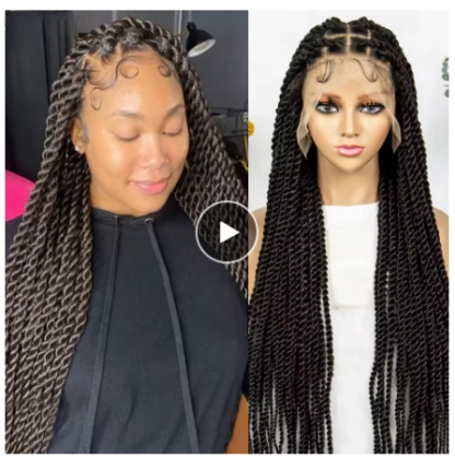 34" HD Transparent Full Lace High-Quality Twisted Braided Wig
