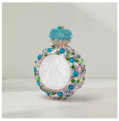 "Diamond Ring" Gorgeous Classy Diamond HIGHEST QUALITY Glass Rhinestone Clutch Evening Bag