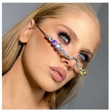 Luxury Designer Crystal Geometric Rhinestone Frameless Eyeglasses {Gold or Silver} Available