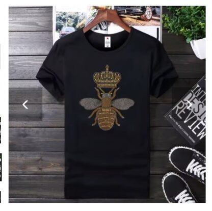 Crown QUEEN BEE Diamond Rhinestones Women Cotton T Shirts (Black... Navy... or White Available) Small - 5XL