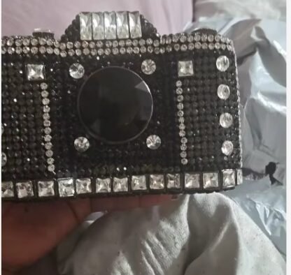 Camera Shaped Diamond Rhinestones  Metallic Evening Clutch Hand Bag Purse (4 Colors)  "HIGHEST QUALITY" - Image 6
