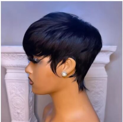 Short Straight Bob/ Pixie Cut Brazilian Virgin Human Hair Wig With Bangs - Image 2