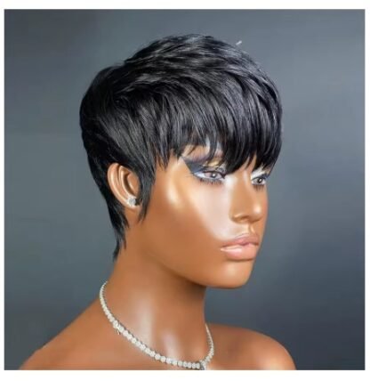 Short Pixie Cut  Real Remy Human Hair Layered Bob 80's Haircut  Natural Color - Image 4