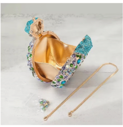 "Diamond Ring" Gorgeous Classy Diamond HIGHEST QUALITY Glass Rhinestone Clutch Evening Bag - Image 13