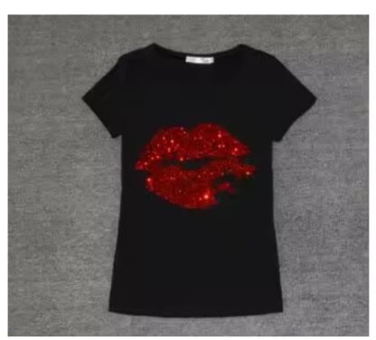 Top Selling Sexy Lip Crystals Tee Shirt With O Neck ~ Soft Cotton (Sizes: Small - 4XL) - Image 5