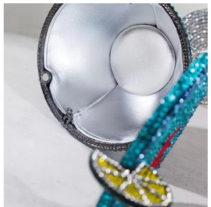 Gorgeous Sparkling Diamond Rhinestone "Martini With Lemon" Shaped Crystals Evening Clutch Hand Bag - Image 4