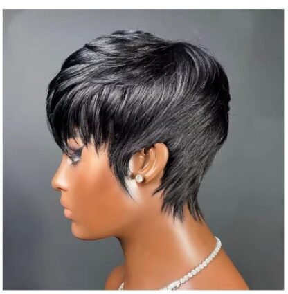 Short Pixie Cut  Real Remy Human Hair Layered Bob 80's Haircut  Natural Color - Image 3