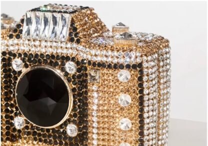 Camera Shaped Diamond Rhinestones  Metallic Evening Clutch Hand Bag Purse (4 Colors)  "HIGHEST QUALITY" - Image 9
