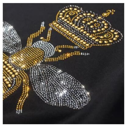 Crown QUEEN BEE Diamond Rhinestones Women Cotton T Shirts (Black... Navy... or White Available) Small - 5XL - Image 2
