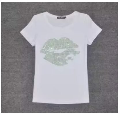 Top Selling Sexy Lip Crystals Tee Shirt With O Neck ~ Soft Cotton (Sizes: Small - 4XL) - Image 4
