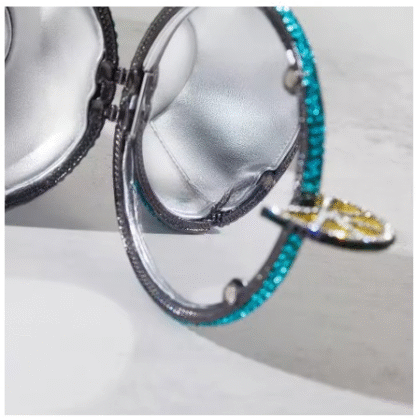Gorgeous Sparkling Diamond Rhinestone "Martini With Lemon" Shaped Crystals Evening Clutch Hand Bag - Image 5
