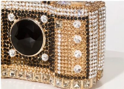 Camera Shaped Diamond Rhinestones  Metallic Evening Clutch Hand Bag Purse (4 Colors)  "HIGHEST QUALITY" - Image 8
