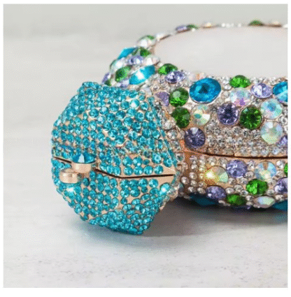 "Diamond Ring" Gorgeous Classy Diamond HIGHEST QUALITY Glass Rhinestone Clutch Evening Bag - Image 11