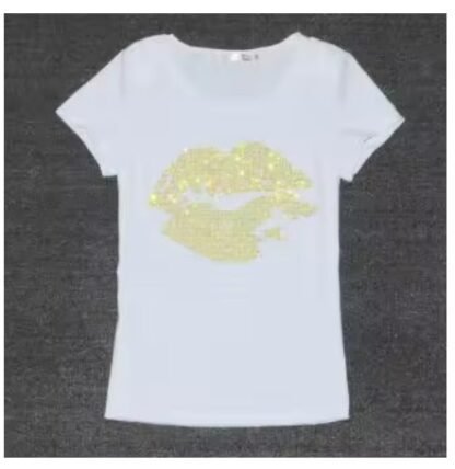 Top Selling Sexy Lip Crystals Tee Shirt With O Neck ~ Soft Cotton (Sizes: Small - 4XL) - Image 3