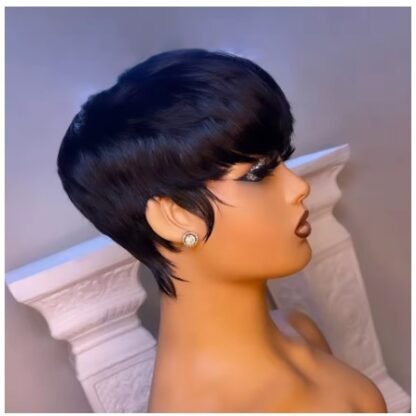 Short Straight Bob/ Pixie Cut Brazilian Virgin Human Hair Wig With Bangs - Image 5