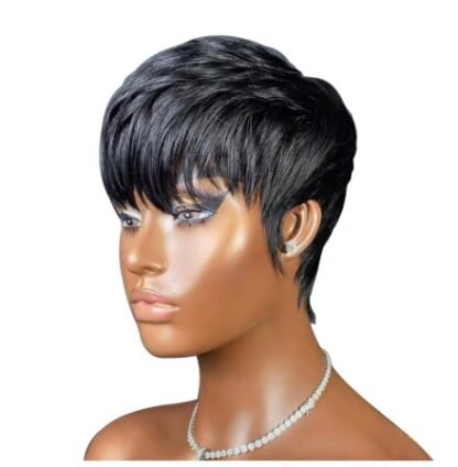 Short Pixie Cut  Real Remy Human Hair Layered Bob 80's Haircut  Natural Color - Image 2