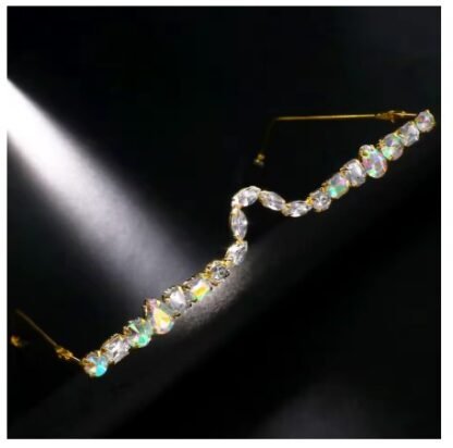 Luxury Designer Crystal Geometric Rhinestone Frameless Eyeglasses {Gold or Silver} Available - Image 4