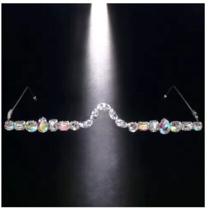 Luxury Designer Crystal Geometric Rhinestone Frameless Eyeglasses {Gold or Silver} Available - Image 3