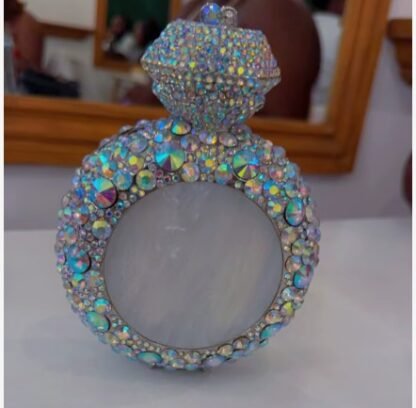 "Diamond Ring" Gorgeous Classy Diamond HIGHEST QUALITY Glass Rhinestone Clutch Evening Bag - Image 2