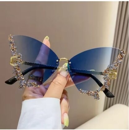 Bling Diamond "Beauty Butterfly Series" Women Oversized Luxury Rimless Sunglasses - Image 8