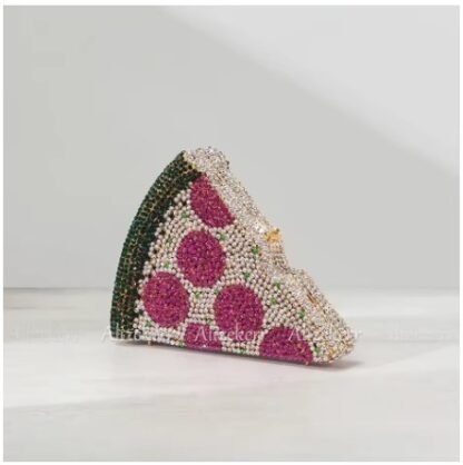 Elegant Pizza Shaped Diamond Rhinestone Evening Clutch Bags - Image 4