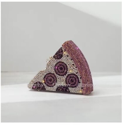 Elegant Pizza Shaped Diamond Rhinestone Evening Clutch Bags - Image 3