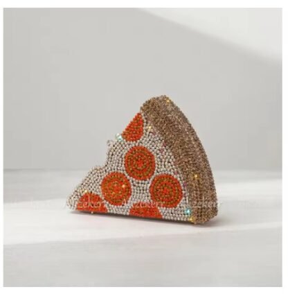 Elegant Pizza Shaped Diamond Rhinestone Evening Clutch Bags - Image 2