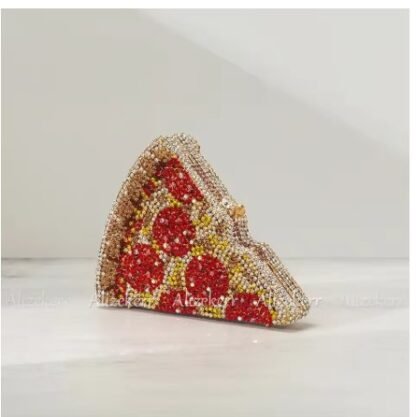 Elegant Pizza Shaped Diamond Rhinestone Evening Clutch Bags