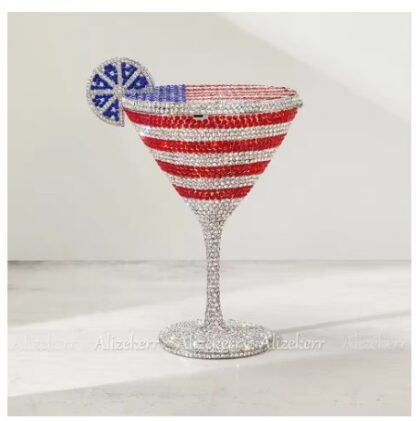 Gorgeous Sparkling Diamond Rhinestone "Martini With Lemon" Shaped Crystals Evening Clutch Hand Bag - Image 14