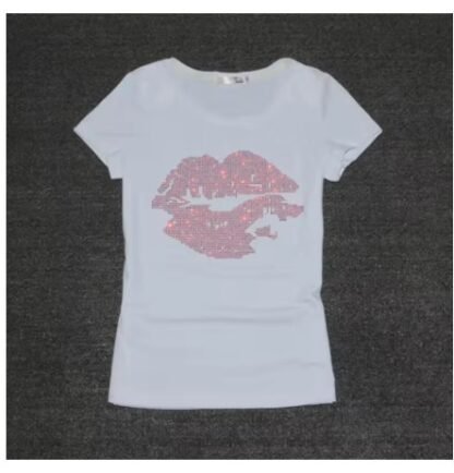 Top Selling Sexy Lip Crystals Tee Shirt With O Neck ~ Soft Cotton (Sizes: Small - 4XL) - Image 2