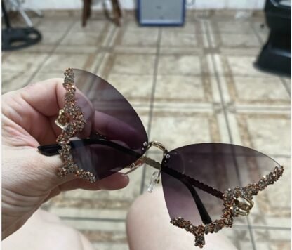 Bling Diamond "Beauty Butterfly Series" Women Oversized Luxury Rimless Sunglasses - Image 7